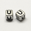Antique Silver Plated Large Hole Acrylic Letter European Beads PACR-Q099-01U-1