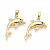 Brass Micro Pave Cubic Zirconia Pendants X-KK-N257-10G-1