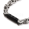 201 Stainless Steel Rectangle Byzantine Chain Necklace NJEW-F222-38EBP-01-3