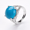 Adjustable Synthetic Turquoise Finger Rings RJEW-F075-01E-4