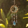 Wire Wrapped Natural Green Aventurine & Metal Sun with Moon Pendant Decorations PW-WG96896-01-2