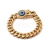 Ion Plating(IP) 304 Stainless Steel Curb Chains Bracelet with Crystal Rhinestone BJEW-E009-05G-02-1