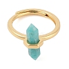 Double Pointed Hexagonal Prism Natural Amazonite Adjustable Rings for Women RJEW-G327-01G-08-2