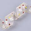 Flower Pattern Printed Polyester Organza Ribbons ORIB-Q034-03-3