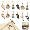 Cat Alloy Enamel Locking Stitch Markers & Needle Cap Set HJEW-NB00142-1