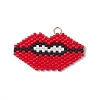 Handmade Glass Seed Beads Lip Pendants PALLOY-CJ00136-1