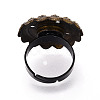 Adjustable Flower Alloy & Iron Bezel Cup Ring Base with Rotatable Tray MAK-T012-06B-3