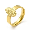 PVD Vacuum Plating 304 Stainless Steel Oval with Virgin Mary Finger Ring for Women RJEW-A013-02G-03-3