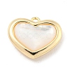 Brass Pave Shell Heart Charms KK-L211-016G-1
