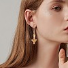 Cactus Brass Dangle Huggie Hoop Earrings EJEW-SW00001-05-6