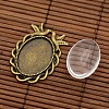 Vintage Tibetan Style Alloy Bird Pendant Cabochon Bezel Settings and Transparent Oval Glass Cabochons DIY-X0229-AB-NF-2