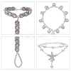 6Pcs 3 Style Clear Resin & ABS Plastic Flower & Starfish Toe Ring Anklets Set AJEW-AN0001-02-3