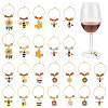 24Pcs 12 Style Alloy Enamel with Rhinestone Pendant & Brass Ring Wine Glass Charms AJEW-AB00054-1