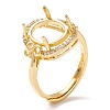 Brass Cubic Zirconia Adjustable Solitaire Ring Components KK-K266-10G-1