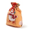 Christmas Theme Rectangle Cloth Bags with Jute Cord ABAG-P008-01D-3