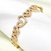 304 Stainless Steel Crystal Rhinestone Hollow Heart Hinged Cuff Bangles for Women SA-CBAF851-10G-3