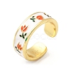 Brass Enamel Cuff Rings RJEW-P166-05G-01-4
