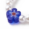 Plastic Imitation Pearl & Millefiori Glass Beaded Finger Ring for Women RJEW-JR00484-4