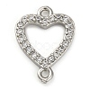 Brass Micro Pave Clear Cubic Zirconia Heart Links Connector Charms KK-A230-03A-P-1