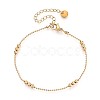 304 Stainless Steel Round Beaded Bracelets BJEW-T022-12G-1