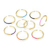 Golden Brass Enamel Cuff Rings RJEW-Q165-006-NR-1