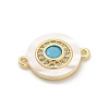 Brass Micro Pave Clear Cubic Zirconia & Shell Connector Charms KK-M303-03G-01-2