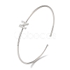 Rack Plating Brass Micro Pave Clear Cubic Zirconia Letter Open Cuff Bangles BJEW-A018-01P-N-1