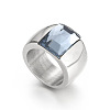 304 Stainless Steel & Glass Finger Rings FS-WGBA2F3-48-1
