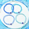 Cat Eye & Evil Eye Lampwork Beaded Stretch Bracelet BJEW-JB09803-2
