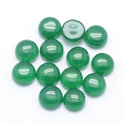 Natural Dyed & Heated Green Onyx Agate Cabochons G-P393-R05-6mm-1