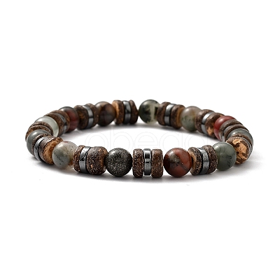 Natural & Synthetic Gemstone Stretch Bracelets X-BJEW-JB05359-1