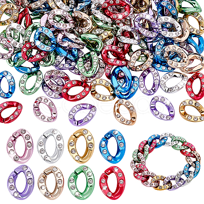 160Pcs 8 Colors ABS Plastic with Crystal Rhinestone Quick Link Connectors KY-AR0001-49-1