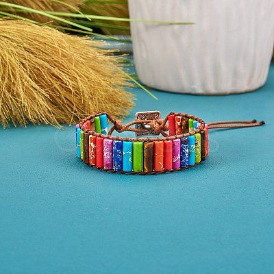 Synthetic Regalite/Imperial Jasper/Sea Sediment Column Beaded Bracelet BJEW-SZ0002-34-1