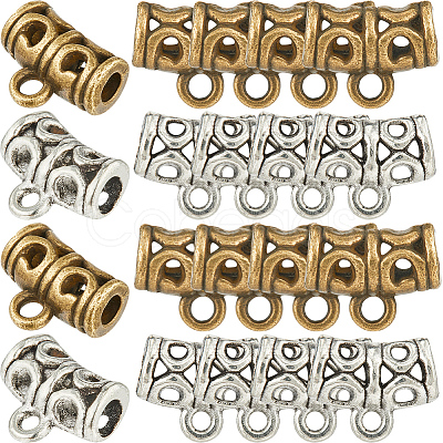 160Pcs 2 Colors Tibetan Style Alloy Tube Bails TIBE-SP0001-10-1