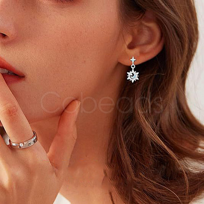 Brass Micro Pave Cubic Zirconia Stud Dangle Earrings for Women WGC617F-01-1