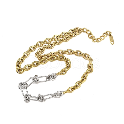 6MM 304 Stainless Steel Mixed Link Chain Necklaces NJEW-L470-01GP-1