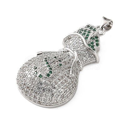 Brass Micro Pave Clear and Green Cubic Zirconia Pendants KK-H279-02P-1