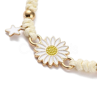 Sunflower Alloy Enamel Charms Braided Bracelets LS-BJEW-A016-01B-1