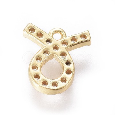Golden Plated Brass Micro Pave Cubic Zirconia Charms ZIRC-L075-51C-1