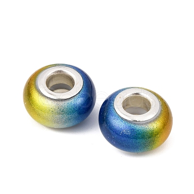 Two Tone Opaque Resin Rondelle European Beads RESI-Z046-02J-1