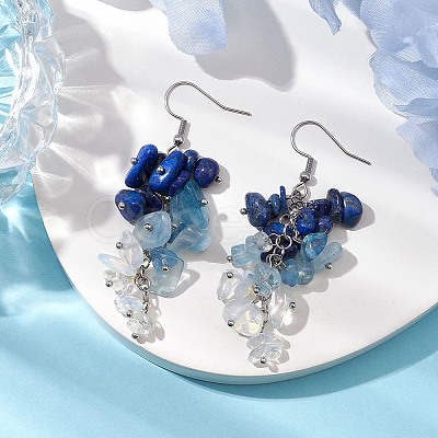 Natural Lapis Lazuli Earrings EJEW-TA00462-03-1