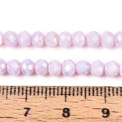 Anti-Tarnish Electroplate Rondelle Glass Beads Strands X-EGLA-T021-4mm-17-02-1