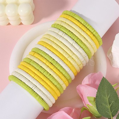 Polymer Clay Heishi Surfer Stretch Bracelets Set BJEW-SW00131-1