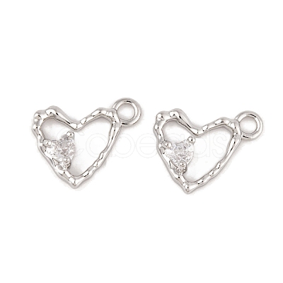 Brass Micro Pave Clear Cubic Zirconia Charms KK-L212-19P-1