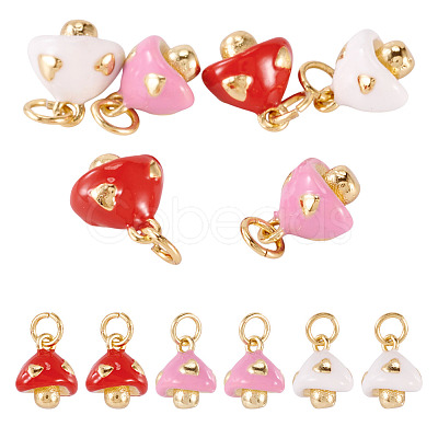 6Pcs 3 Colors Brass Enamel Charms KK-TA0002-64-1