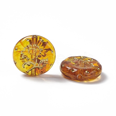 Golden Metal Enlaced Acrylic Beads OACR-H019-07-1