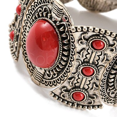 Bohemia Style Alloy Oval Stretch Bracelets for Women BJEW-H327-03AS-1