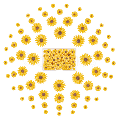 100Pcs 4 Styles Flatback Hair & Costume Accessories Ornaments Resin Flower Daisy Cabochons CRES-NB0001-37A-1