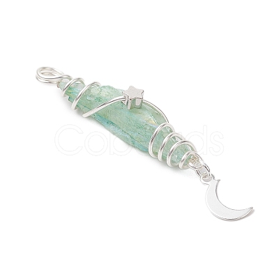 3Pcs 3 Styles Electroplated Natural Quartz Crystal Nuggets Copper Wire Wrapped Pendants PALLOY-JF03128-08-1