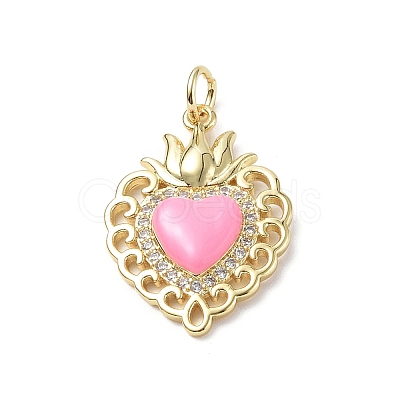 Eco-Friendly Rack Plating Brass Micro Pave Cubic Zirconia Pendants KK-F845-33G-1